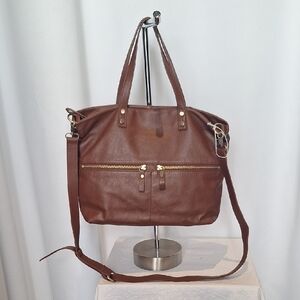 Aspen Chocolate Brown Pebbled Convertible Tote